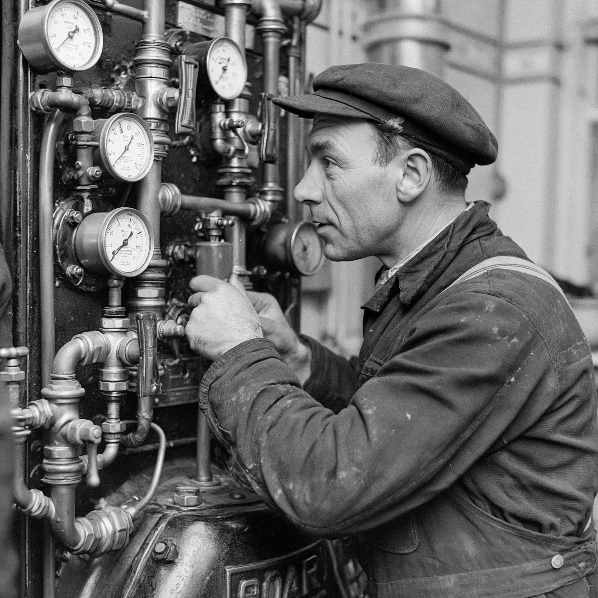 A boiler man at work, 1960s