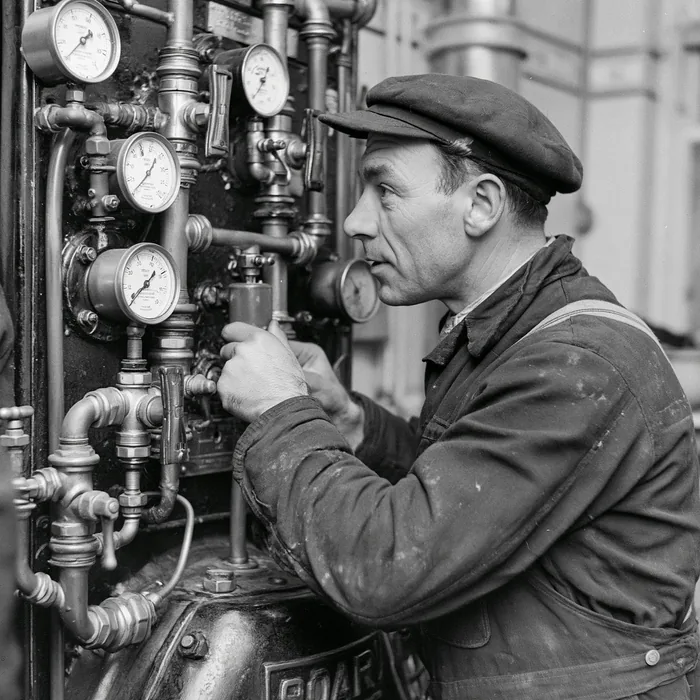 A boiler man at work, 1960s